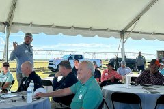 B.J. Haunert speaking at the Celebration Hybrid Bermudagrass Field Day