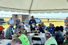 Ryan Swilley speaking at the Celebration Hybrid Bermudagrass Field Day